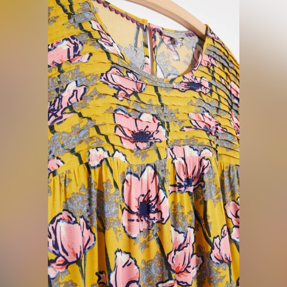 Anthropologie Daniel Rainn Top Olivette Pintucked Floral Flowy Tunic Blouse 2X - Picture 3 of 15